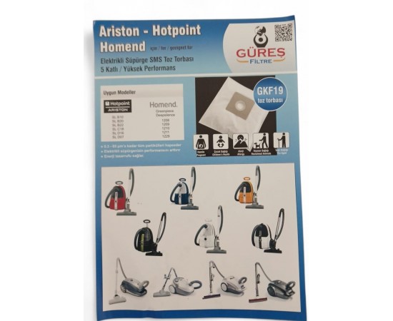 HOTPOİNT-ARİSTON  TOZ TORBASI PAKET İÇİ 5 ADET